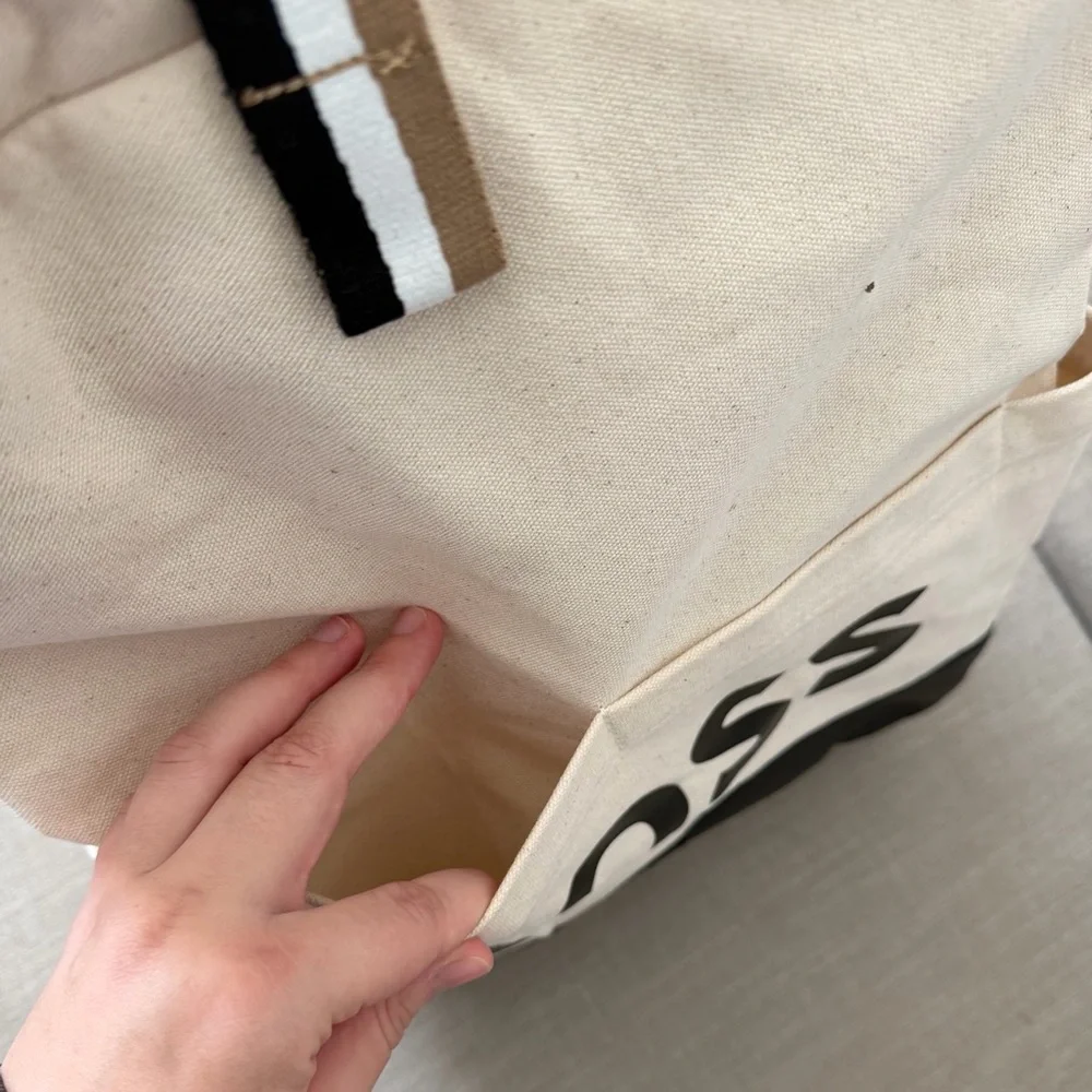 Hugo Boss Canvas Faux Leather Backpack Tote Black White Logo Unisex Casual